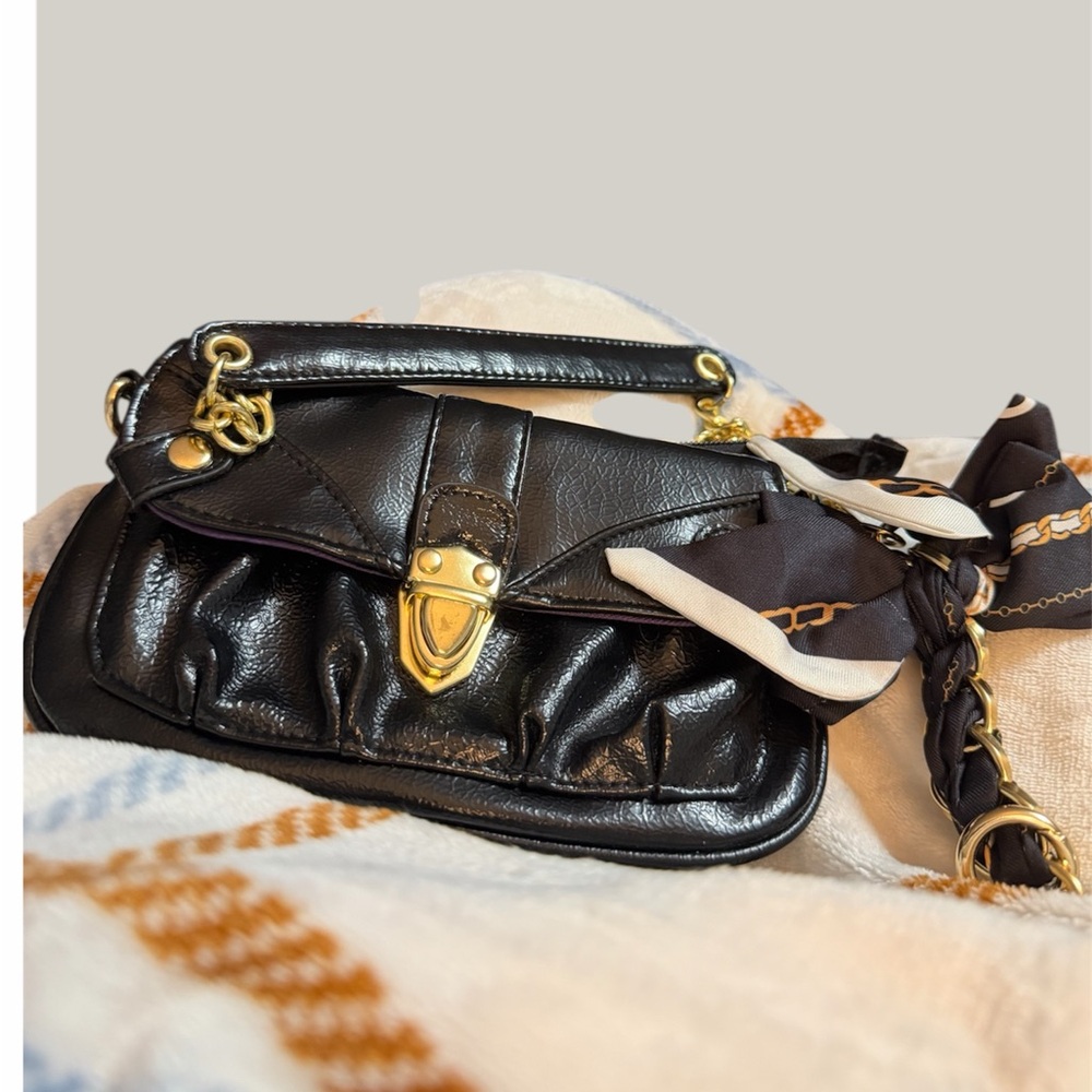 Black Mini Handbag with Gold Accents NWOT. - Picture 6 of 7